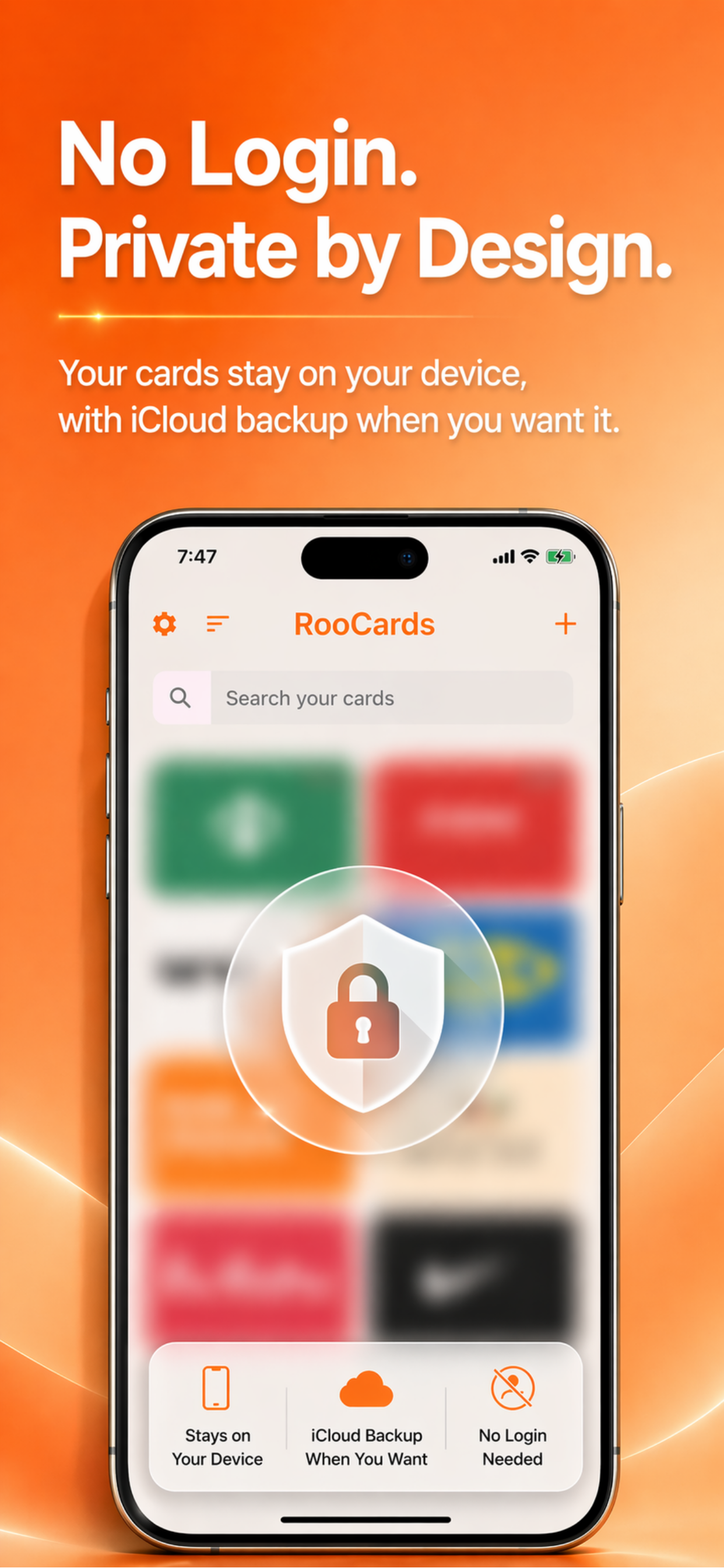 Private loyalty card wallet with no login